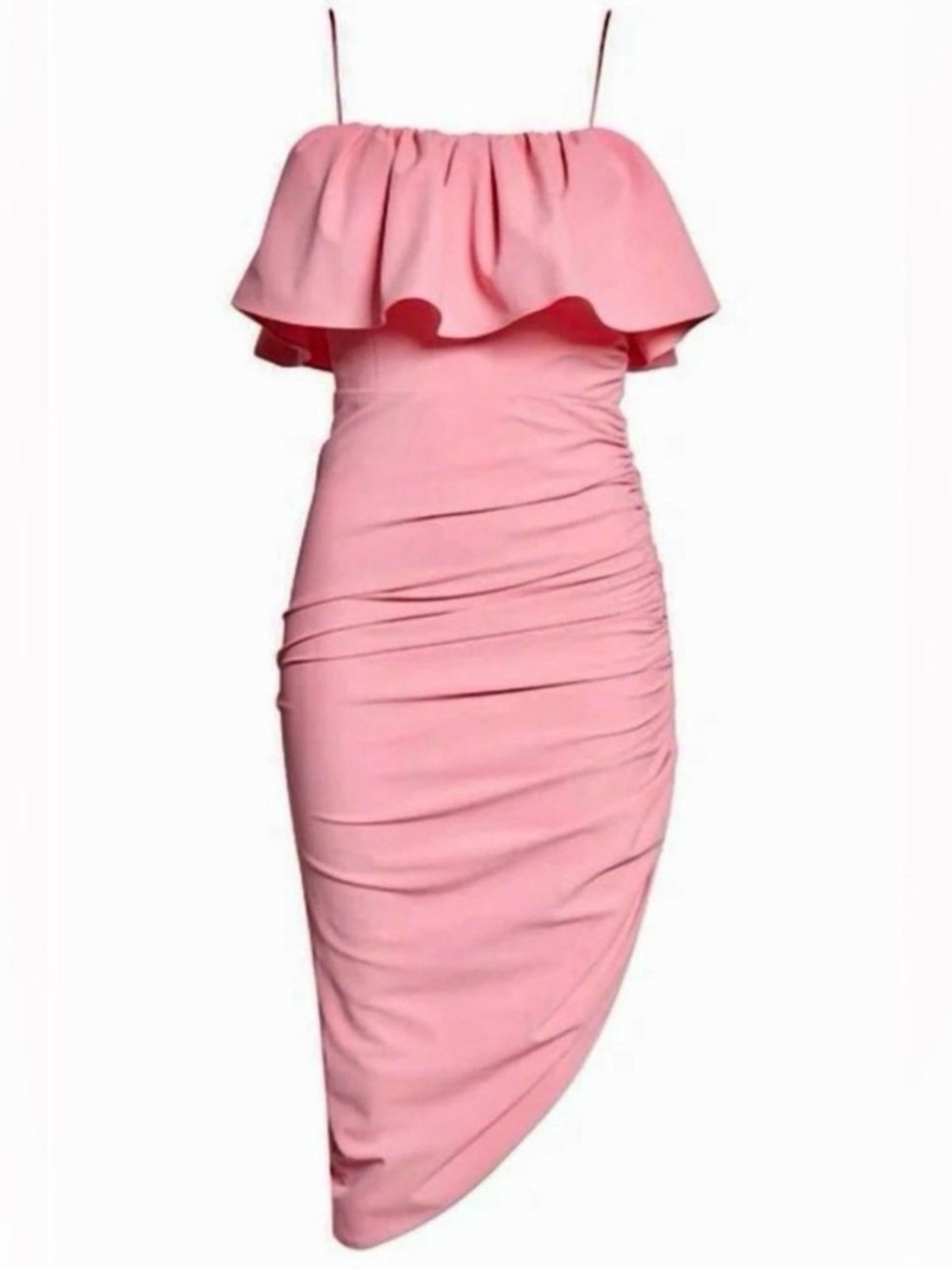 cinq a sept size 4 worn once Pink Strapless Ruffle Ruched Sheath Dress